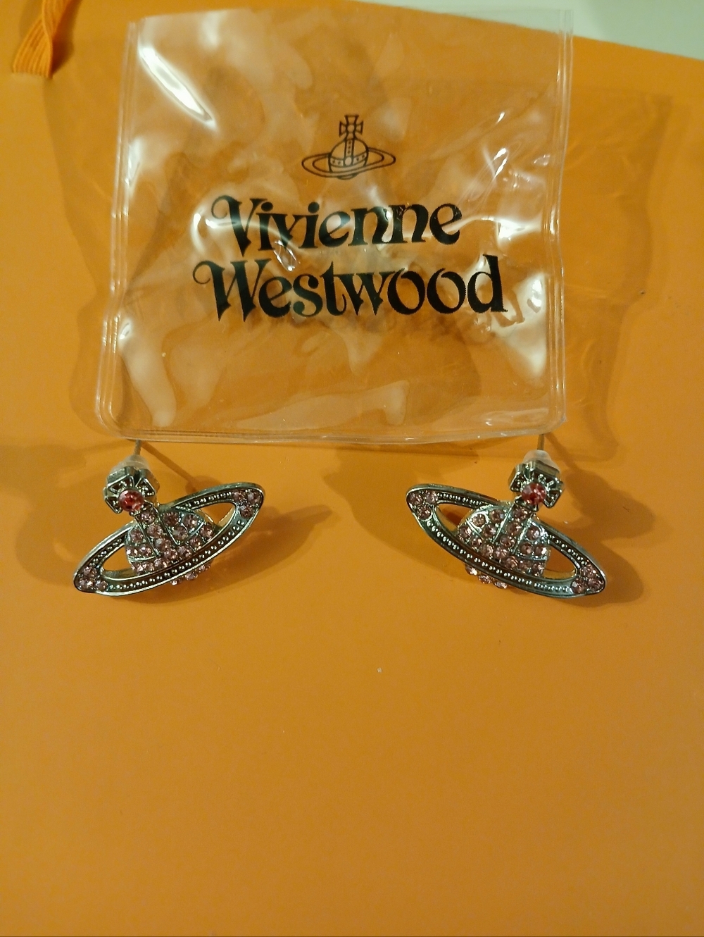 Vivienne Westwood Pink Crystal Orb Earrings